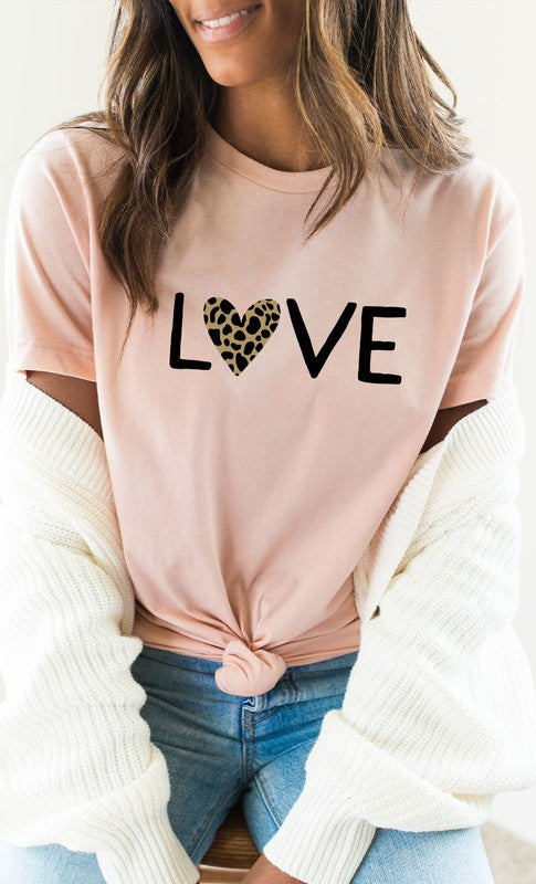 Styletrendy Love Leopard Print Heart Graphic Tee